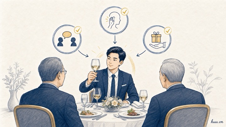 Giao tiếp bàn tiệc tinh tế với khách VIP và lãnh đạo