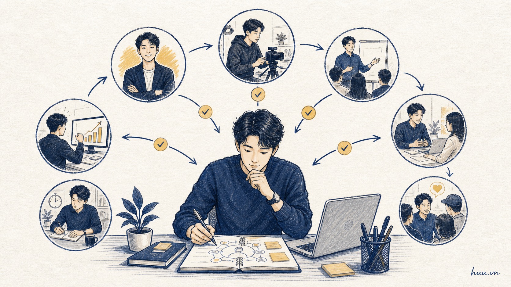Hệ thống hình ảnh xây thương hiệu cá nhân bằng kiến thức chuyên môn.