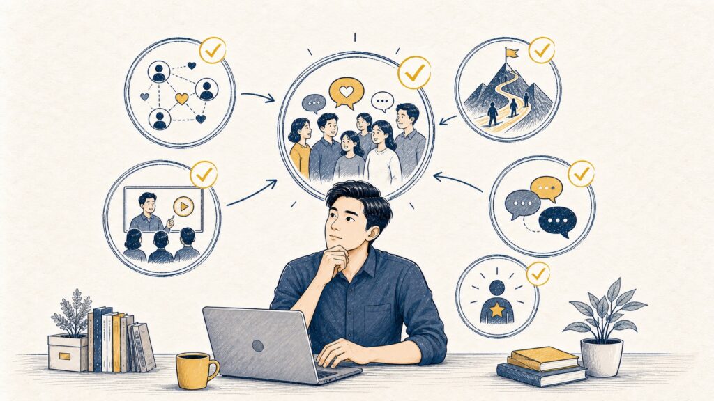 Bán cộng đồng là tạo môi trường giúp người học được nhắc, được sửa và được kéo đi tiếp