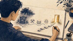 Minh họa viết ra nỗi sợ và từng bước đi qua nó