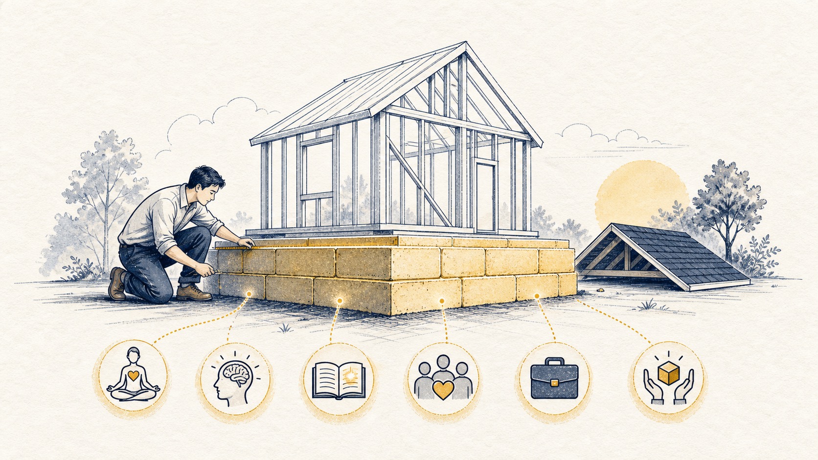 Nền móng trước mái nhà khi xây một hệ thống kinh doanh bền