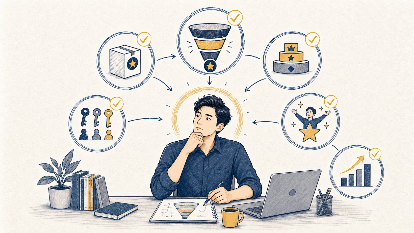 phễu sản phẩm với một sản phẩm lõi và các tầng quyền truy cập xung quanh