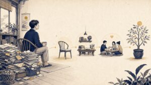 Minh họa khoảng trống sau khi cắt bớt bận rộn và xây lại đời sống có ý nghĩa