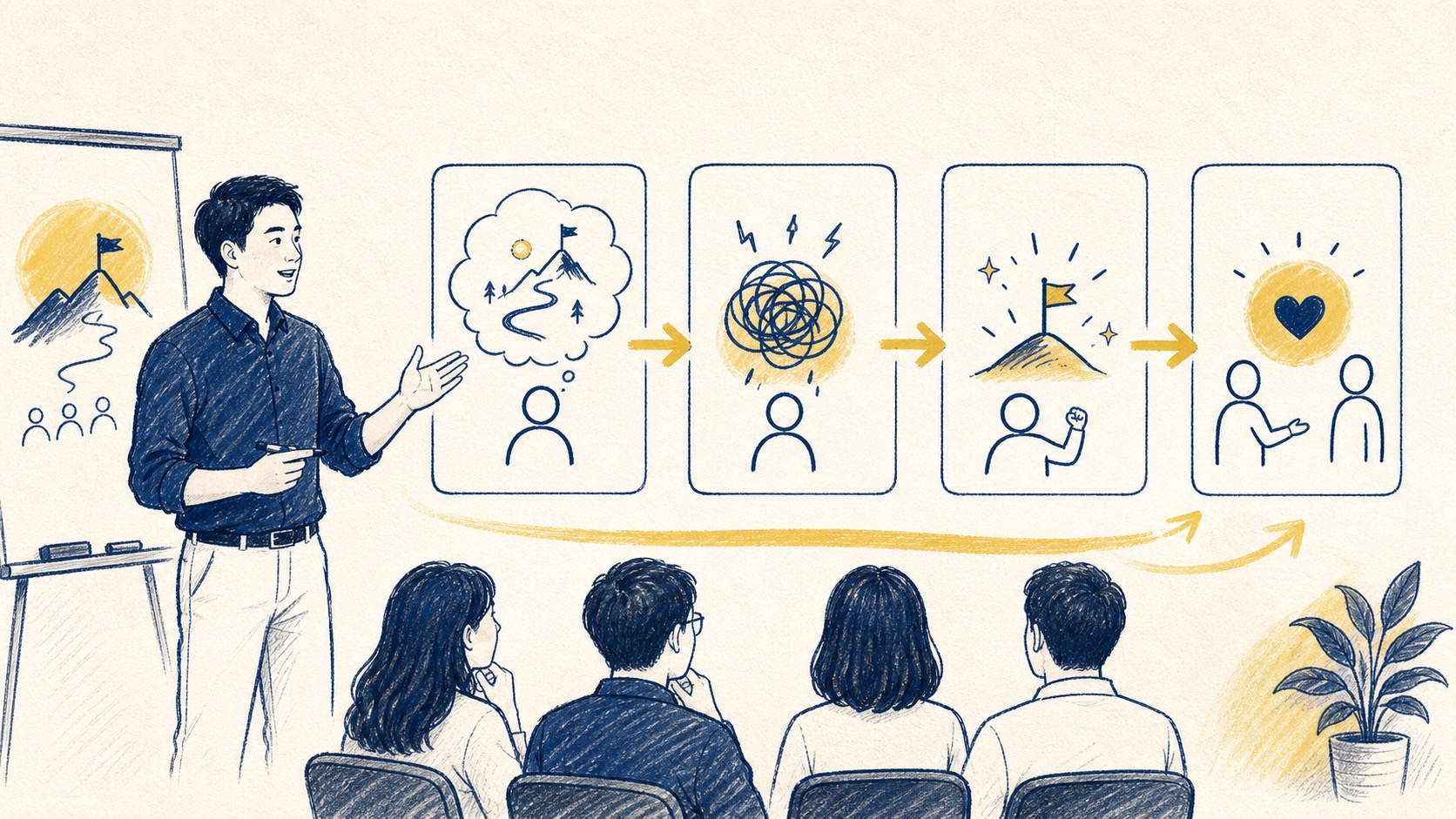 Workshop bán hàng gồm câu chuyện, vấn đề, chiến thắng nhỏ và lời mời